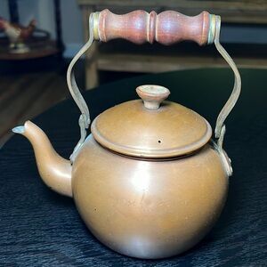 Vintage Tagus Portugal Copper Kettle Tea Pot Wooden Handle